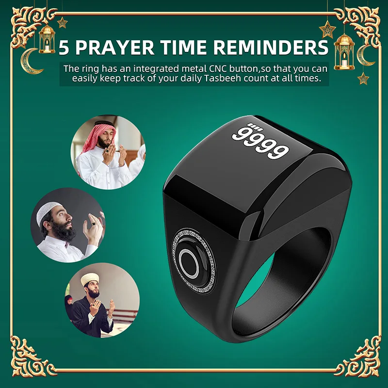 Equantu Tasbin Muslim Ramadan Geschenk Zikr führte Design Azan Ring Smart Counter