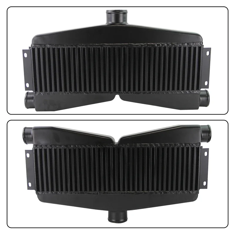 Universeller Twin-Turbo-Ladeluftkühler mit Bar-und-Plate-Design, 2 Einlässe 63mm/2,5 Zoll Außendurchmesser, 1 Auslass 76mm/3 Zoll Außendurchmesser