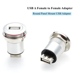 USB 2.0 A Female to Female Coupler Flush Panel Mount USB Type A Pass Through Bulkhead Connector Threaded Fixed Socket for Laptop