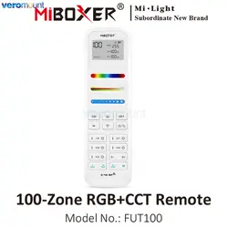 Miboxer FUT100 100-Zone RGB+CCT LED Remote Controller 2.4G RF Wireless for MiLight MiBoxer 2.4G RGBCCT LED Lamps Controller Use