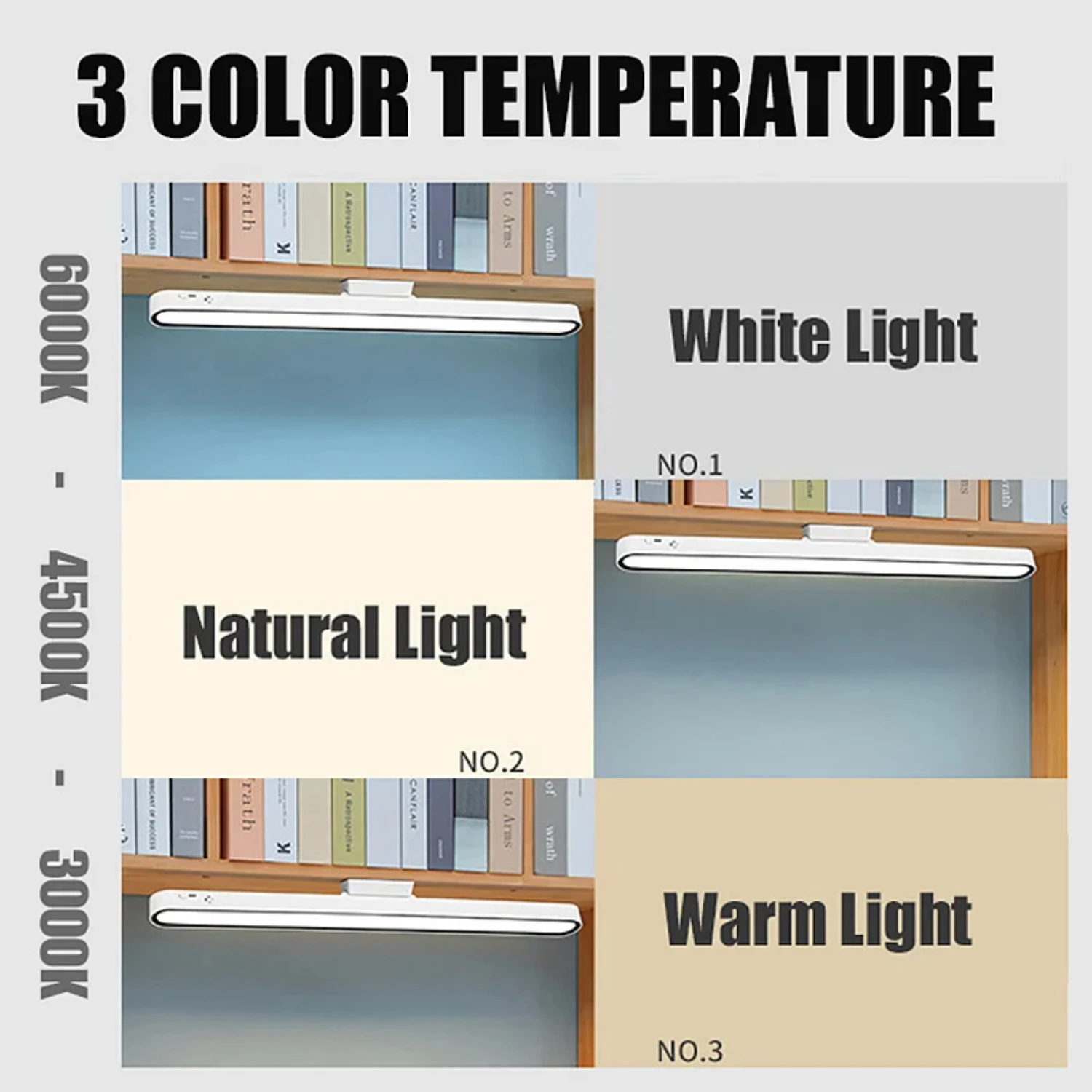 Desk Lamp 48cm Hanging  Table Lamp USB Rechargeable  Reading Light Dimmable Cabinet Bedside Mirror Night Light