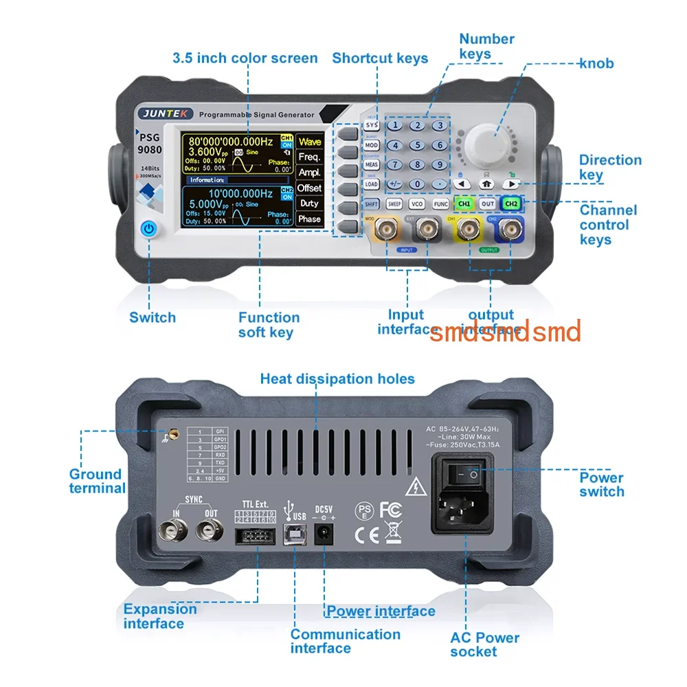 PSG9060 PSG9080 High-Precision Programmable Power Supply | Dual Channel 30V/5A | Serial output+USB remote control