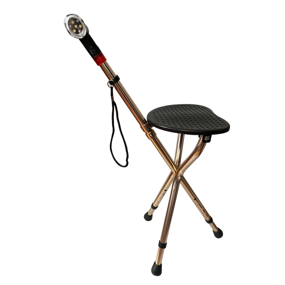 Rehabilitation Tools Folding Cane Chair with Radio and Alarm multifunctional folding crutch stool