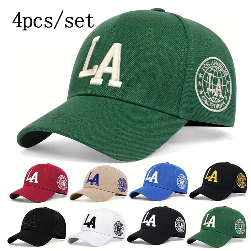 4 Uds. Gorras de béisbol Unisex con bordado de letras La primavera y otoño sombreros casuales ajustables al aire libre sombrero de protección solar