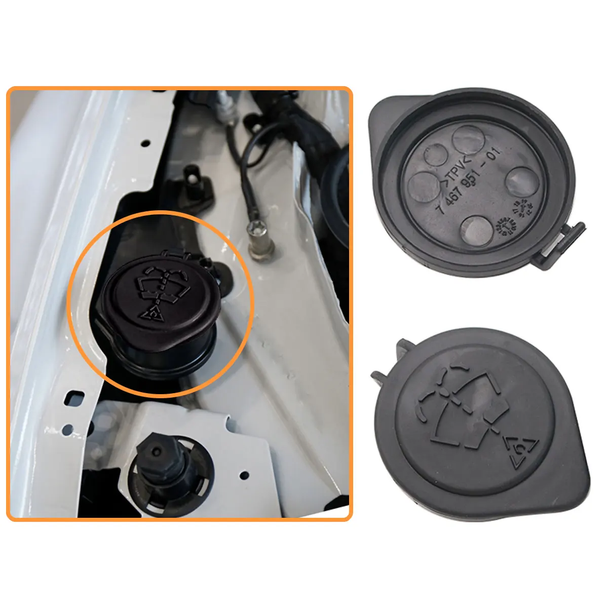 Wischerflüssigkeitsbehälterdeckel passend für BMW 1er E81, 2er F45, 3er E46, neue X1-Klasse E84, 61661379054, 61667264145 – Detail 2