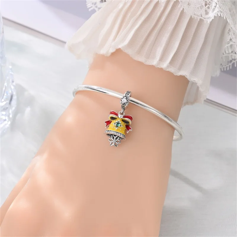 ชาร์มเงินแท้ 925 ลายต้นสนคริสต์มาส รถลากซาน มนุษย์หิมะ ถุงเท้า สำหรับทำสร้อยข้อมือ สร้อยคอ ของขวัญงานปาร์ตี้