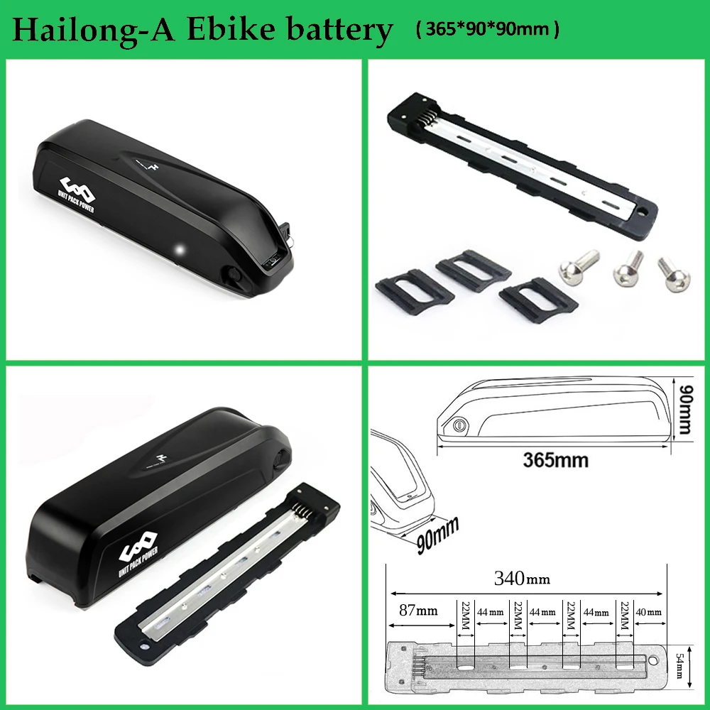 Hailong 21700 Ebike Battery 36V 48V 52V 14.4Ah DownTube Electric Bicycle Lithium Pack for 1500W 1000W 750W 500W  350W 250W Motor