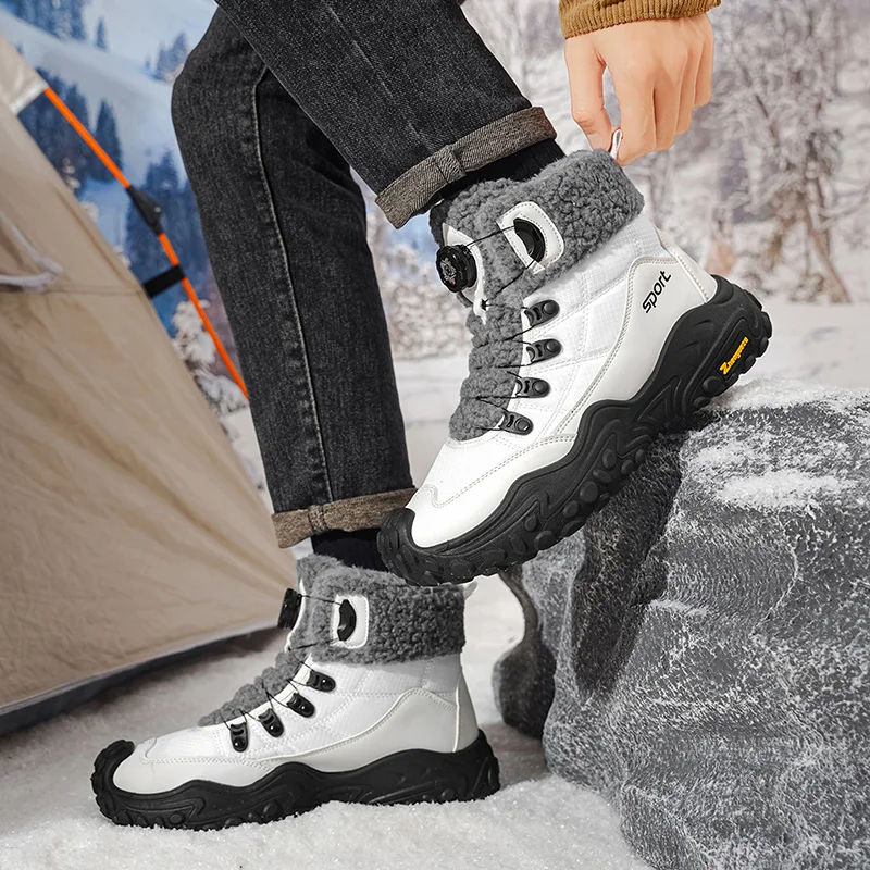 Winter Outdoor Warm Fleece-Lined Work Shoes, Trendy and Versatile Men's Shoes, Easy-To-Wear Portable Men's Boots