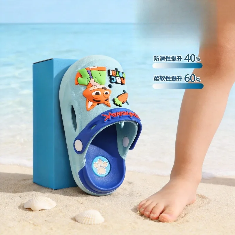 2026 New Zootopia Children's Clogs, PVC Soft Sole Non-Slip Closed Toe Sandals, Breathable and Comfortable Summer Outdoor Wear