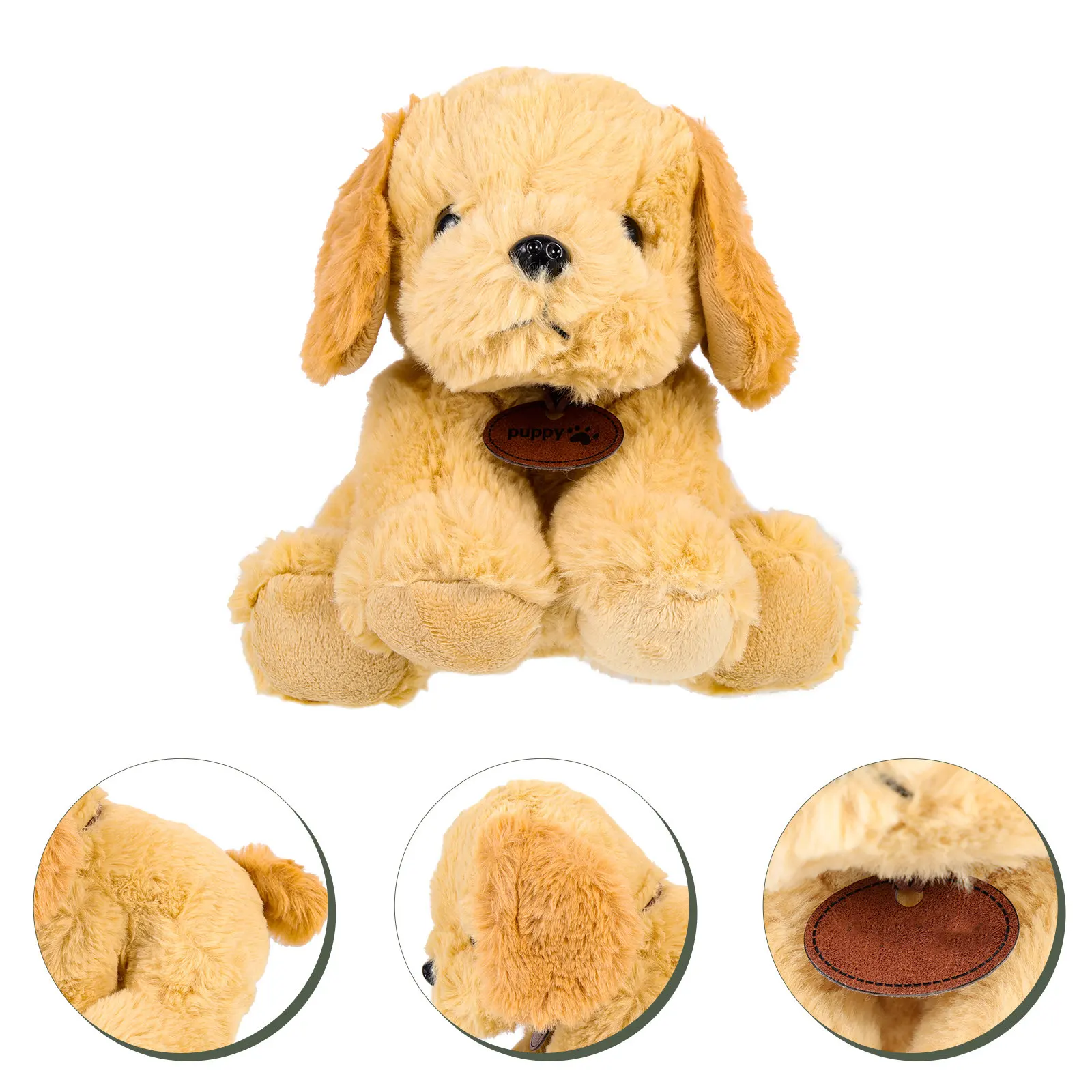

Golden Retriever Stuffed Animal Cute Sitting Pose Smooth Texture Lightweight Easy Storage Happy Mood Decorative Dog Ornament