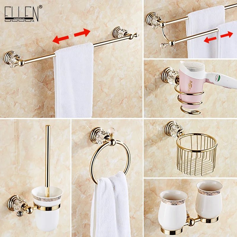 Bathroom Towel Shelf Gold Finished Bath Toilet Paper Holder Robe Hook Towel Rack Holder Tumble Holder Soap Basket ELG85400