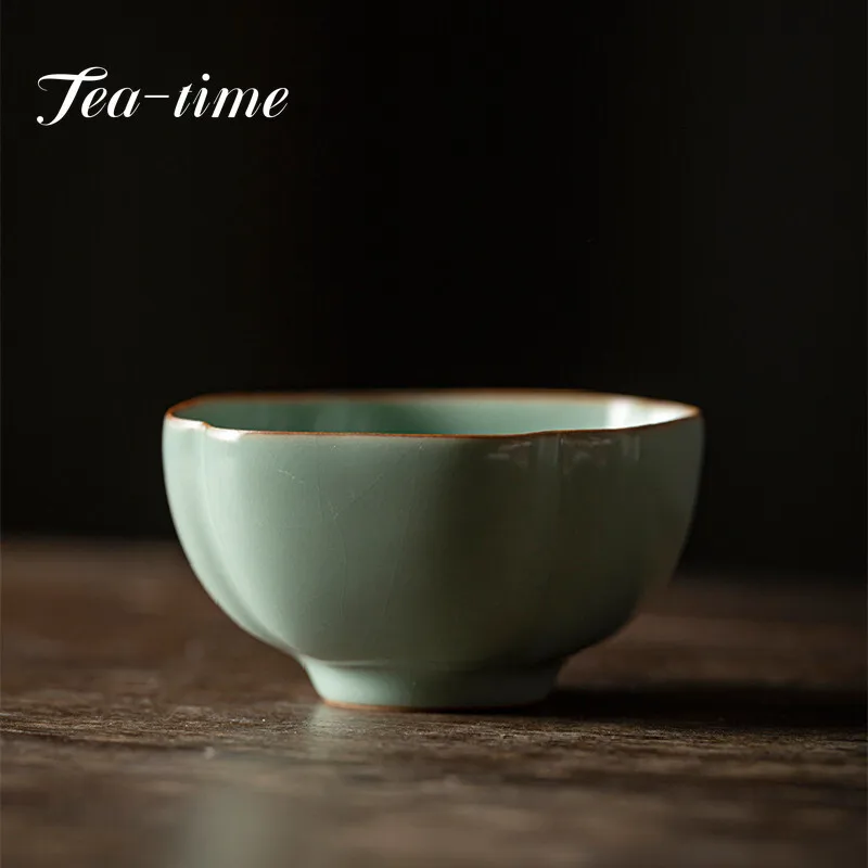 

125 мл Ретро Tianqing Ru Kiln Персональная специальная одинарная чашка с отверстием может быть подняти для чашки владельца Керамическая чашка для чая Пуэр