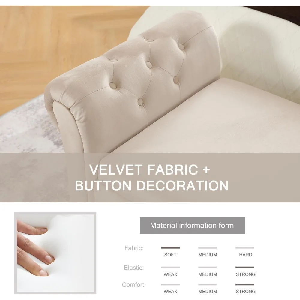 63'' Ottomane-Bank mit Stauraum für Schlafzimmer, Bettbank mit Armlehnen, Samt-Aufbewahrungsbank mit Knopf für den Eingangsbereich