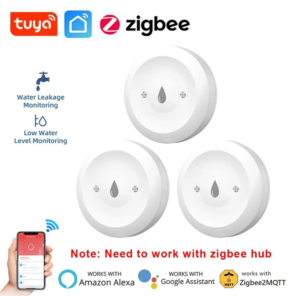 

1pc Smart Home Tuya ZigBee Water Sensor Leak Detector Flood Water Leakage Security Alarm Smart Life Control for Kitchen/Bathroom