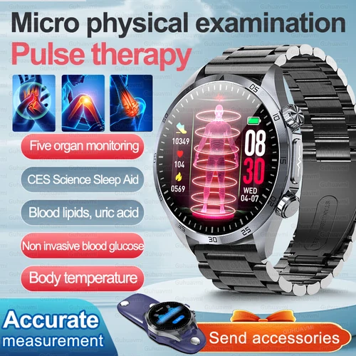 남성용 AI 의료 진단 마이크로 신체 검사 스마트 워치, 요산 혈당 지질 ECG 및 PPG 펄스 테라피 시계, 2025 신제품 Best5 남성용 AI 의료 진단 마이크로 신체 검사 스마트 워치, 요산 혈당 지질 ECG 및 PPG 펄스 테라피 시계, 2025 신제품 Best5