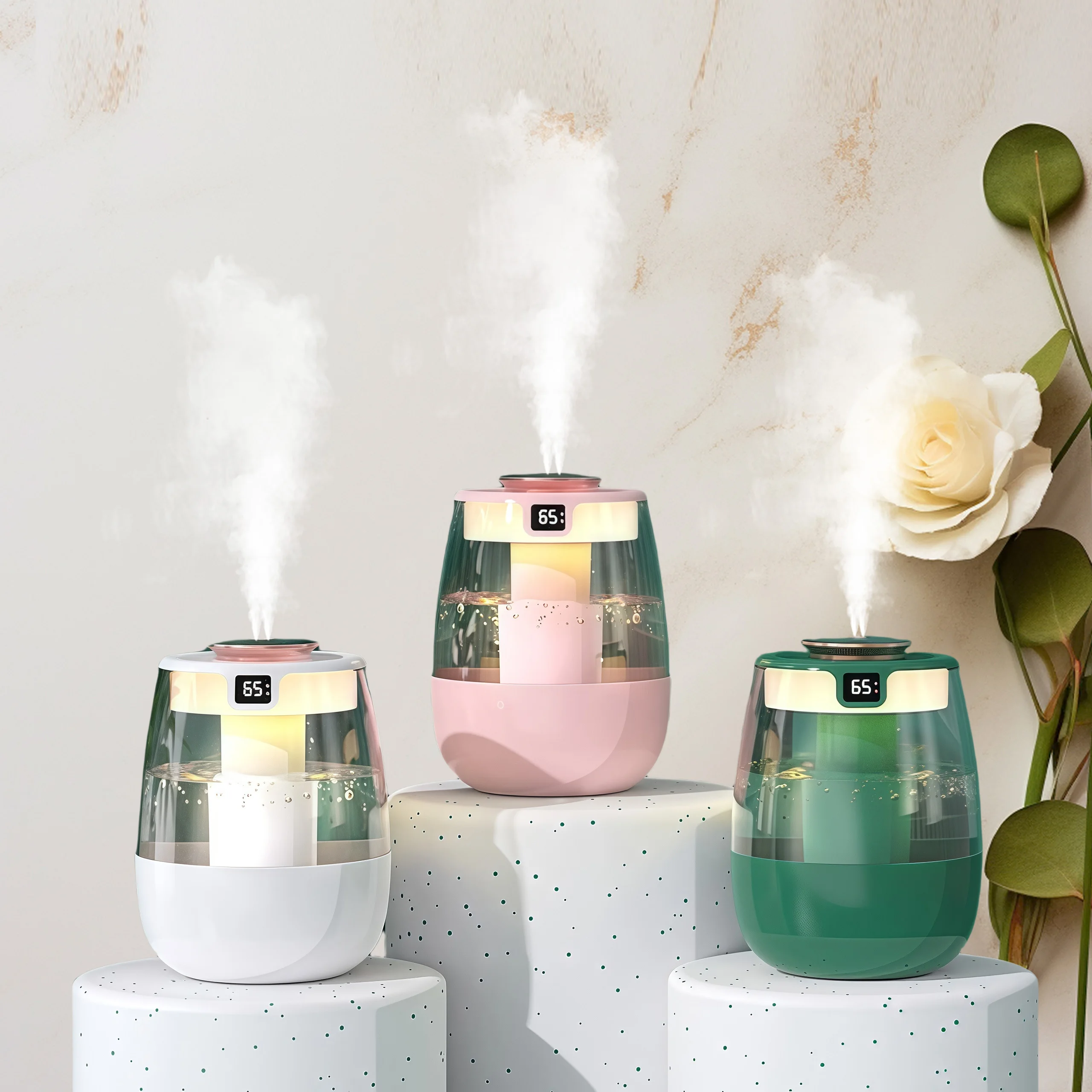 

Три режима дополнительного увлажнителя для домашнего офиса, двойной распылитель, большой распылитель, подача воды, интеллектуальный цифровой дисплей