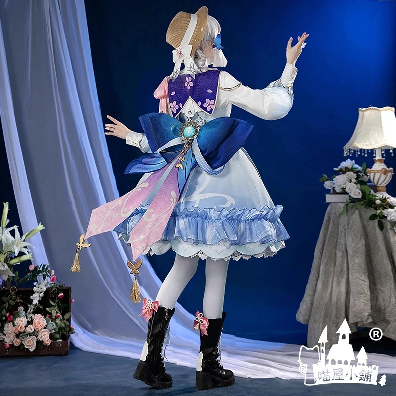 COS-KiKi-Costume Cosplay pour Femme, Tenue de ix, Genshin Impact Kamisato Ayaka, Temps de Floraison, Lettre Entrante, Jeu Trempé, Robe Lolita