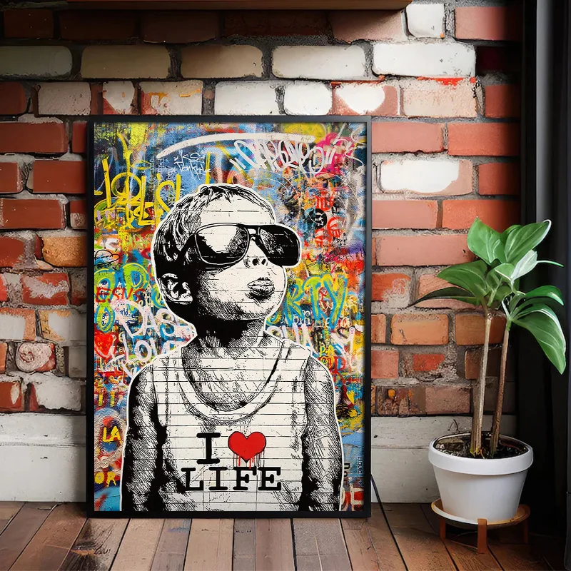 Banksy Child Loves Life Posters Canvas Paintings And Prints HD Pictures Classic Wall Art For Living Room Home Decor Frameless
