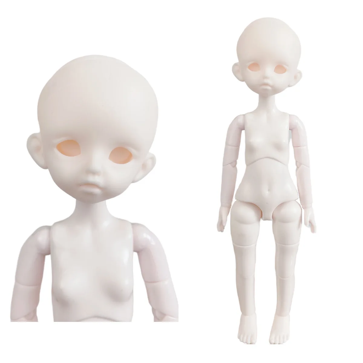 

6 Points Solid Heavy Body Doll 22 Joint Bird Sitting BJD Naked Baby Pink White Muscle Prime Head Body Baby Circle Modification