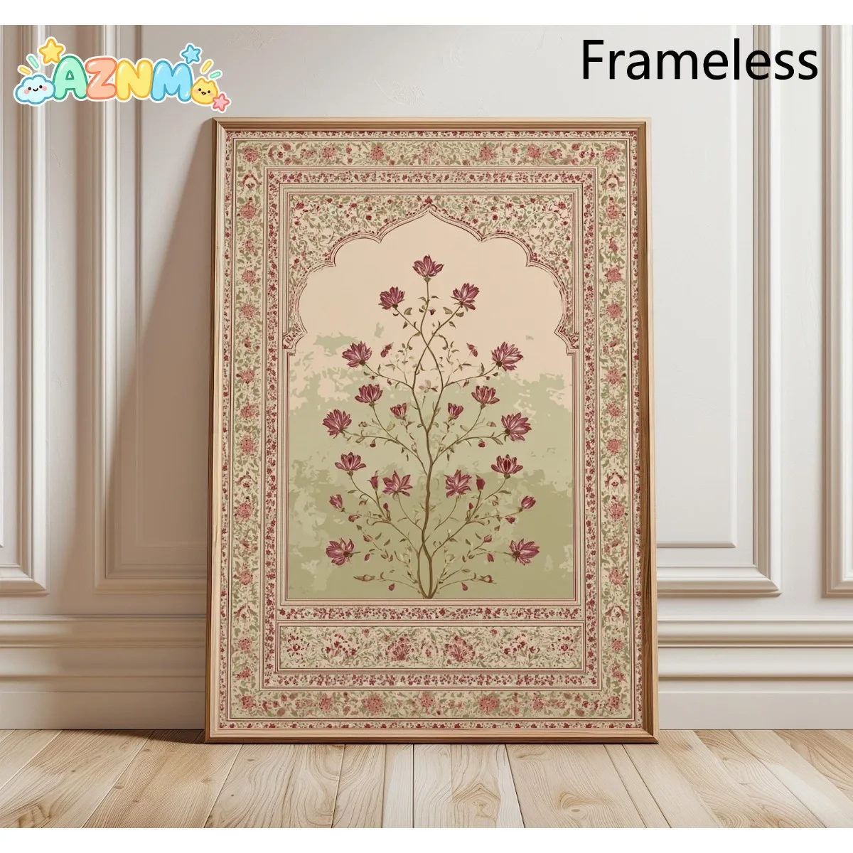 2D Flat, 2D Flat, 2D Flat 1pc Mughal Floral Arch Print, Indian Wall Art, Oriental Botanical Poster, Jaipur Palace Fresco Desi
