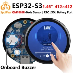 Waveshare ESP32-S3 1.46inch Round Touch LCD DeepSeek AI Voice Chat Display QMI8658 / MIC / / MP3 Audio For Arduino For XiaoZhi