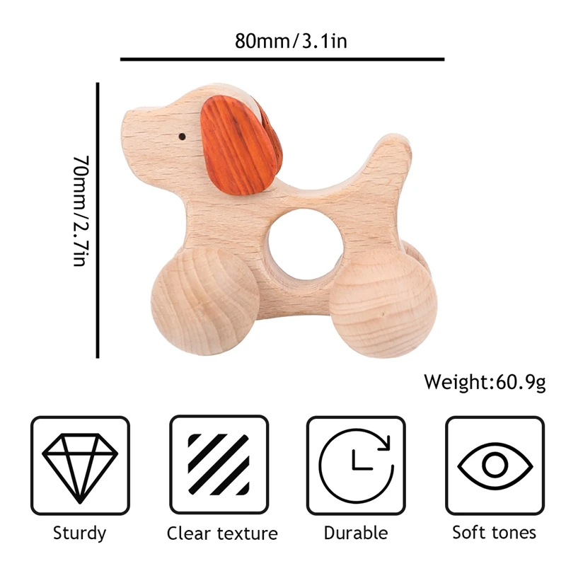 1PC Carino Giocattoli Del Bambino di Legno di Faggio Animali Cani Auto Cartoon Elefanti Montessori Giocattoli Per I Bambini Dentizione Allattamento Del Bambino Massaggiagengive