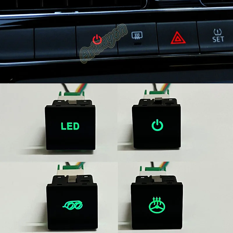 Red Green Light Car LED Power on off Steering Wheel Heating Exhaust Switch with Connecting Wire For VW Polo 6C 2014 2015 2016