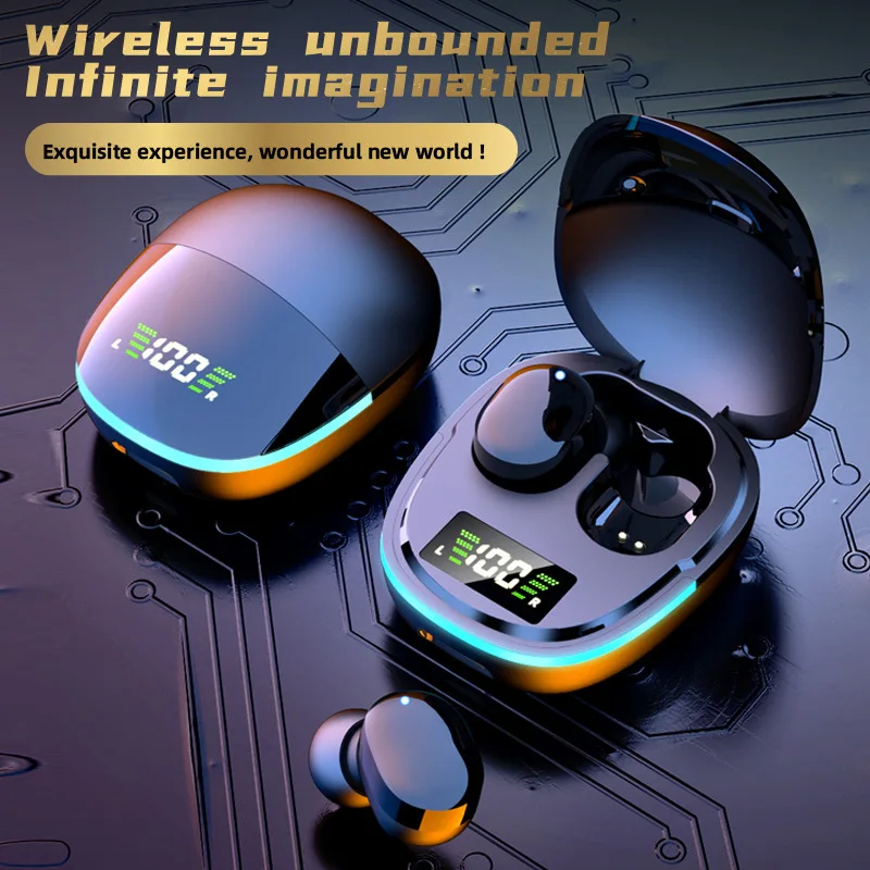 G9S Wireless Bluetooth Earphones with Flip Cover Charging Case Portable Mini In-Ear Display Dynamic Light Number Display