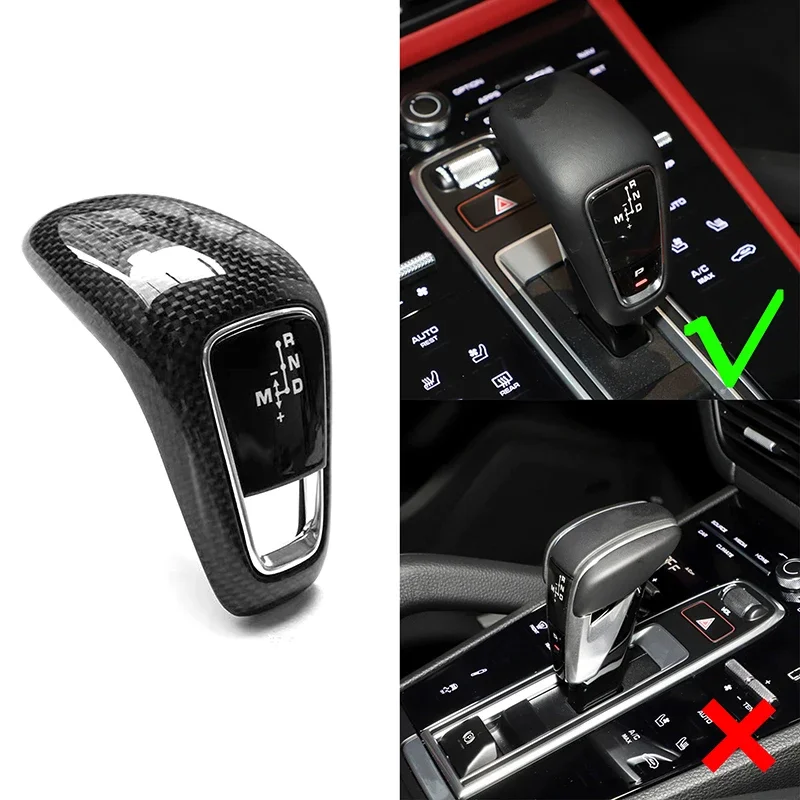 Real Carbon Fiber Gear Shift Knob Head Cover Trim For Porsche Cayenne 2018-2023 Shifter Knobs Replacement Cover Car Accessories