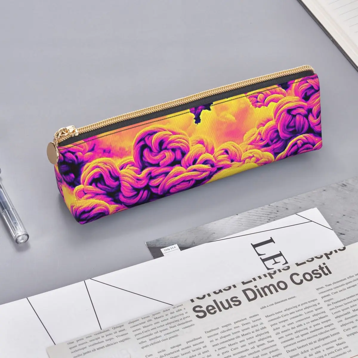 Amazing Clouds Vibrant Abstract Yarn Art Pencil Cases Pen Holder Storage Stationery Pen Box Pencil Bag for Students Gifts