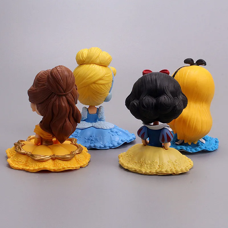 Disney high quality 10cm Kawaii Q Snow White Princess Action Figure Ariel Belle Rapunzel Mermaid Toys Models Girls gift