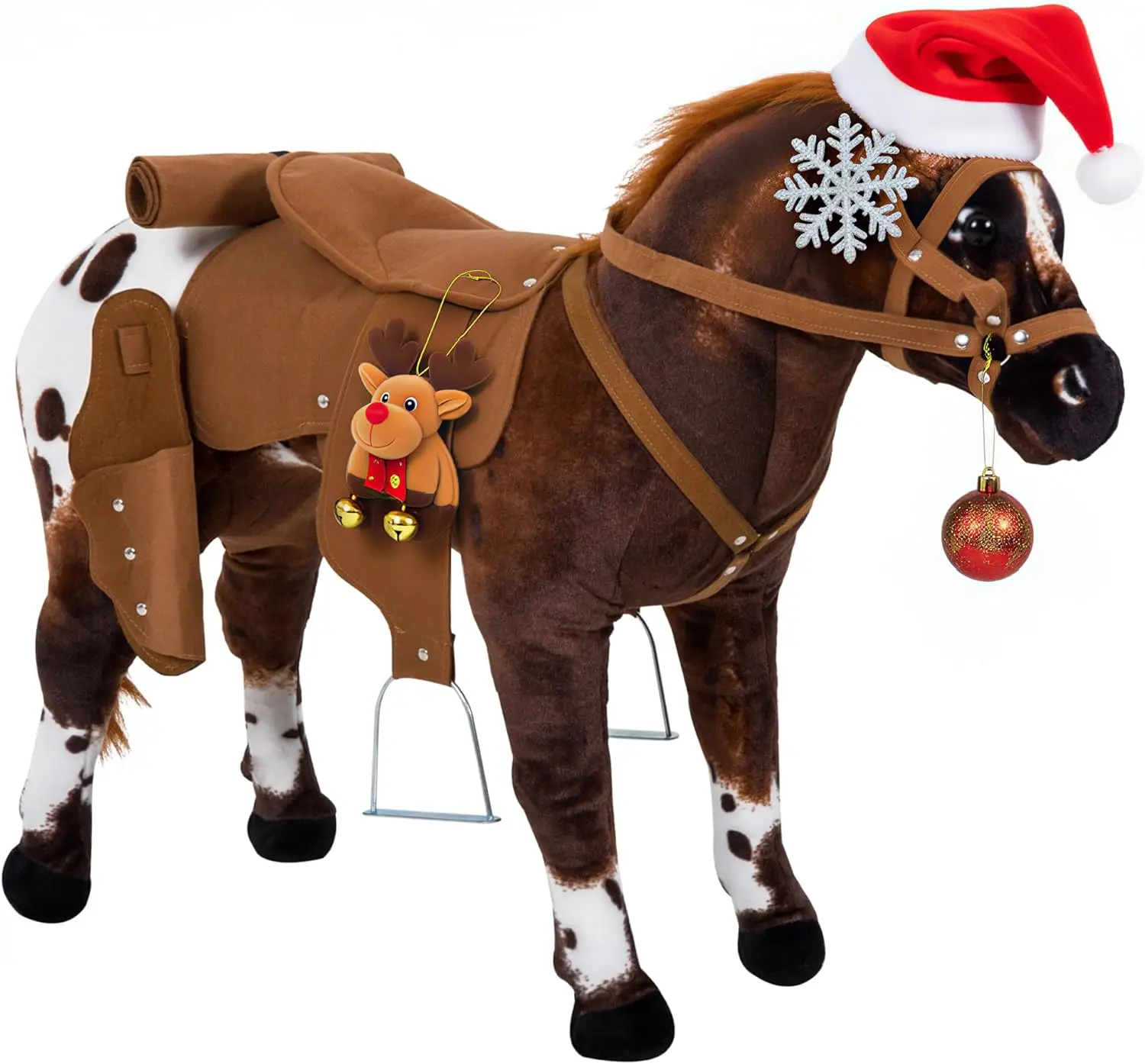 Konik do jeżdżenia dla maluchów w wieku 3-5 lat, z dźwiękiem ohy i galopu, pluszowa zabawka konik dla dzieci z wypełnieniem.