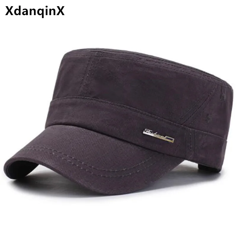 New Autumn Men's Flat Cap Cotton Military Hats Snapback Cap Adjustable Size Simple Sports Caps For Men gorras Male Bone Navy Cap