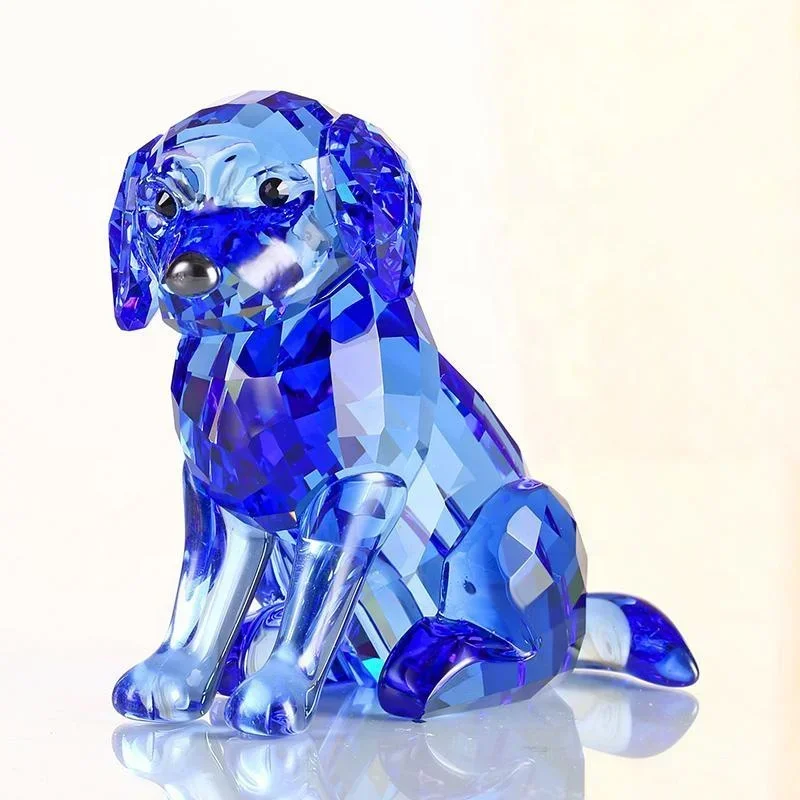 crystal dog figurine for home decoration  custom animal figurine new design for wedding gifts