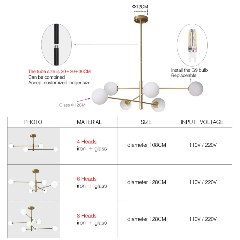 Lámpara colgante de latón de cristal para decoración del hogar, luces nórdicas modernas para sala de estar, dormitorio, restaurante, cafetería