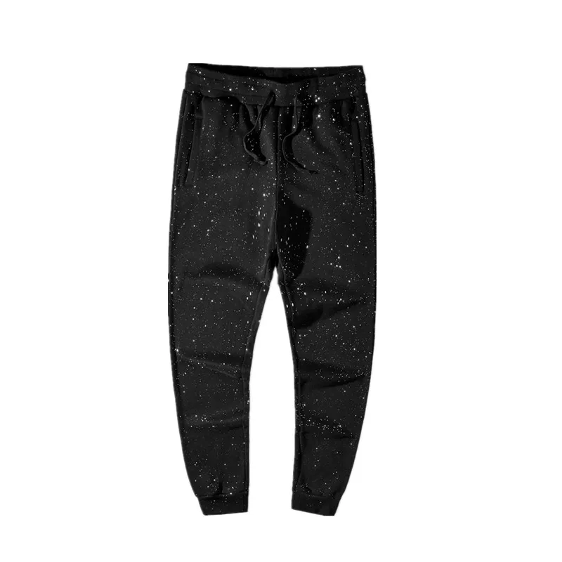 2025 Autumn Winter New Gypsy Sequined Casual Trousers Fashionable Trendy Male Teenager Velvet Warm Loose Casual Sweatpants