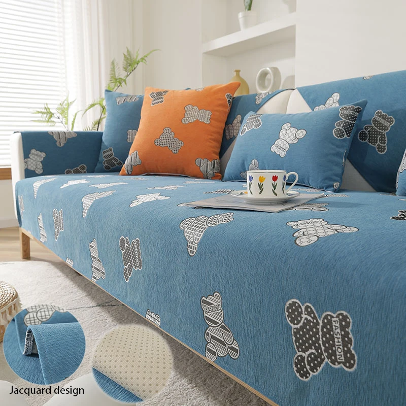 

Kawaii Pattern Chenille Sofa Cover Jacquard Towel Sofa Cushion Non-slip Sofa Armband All seasons Living Room Protective Cover