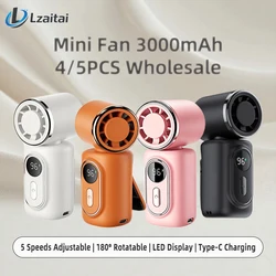 4/5PCS Mini Fan Portable Handheld Small Fan Cooling Turbo High Speed Fans 3000mAh 5 Speeds 180° Adjustable USB Rechargeable New