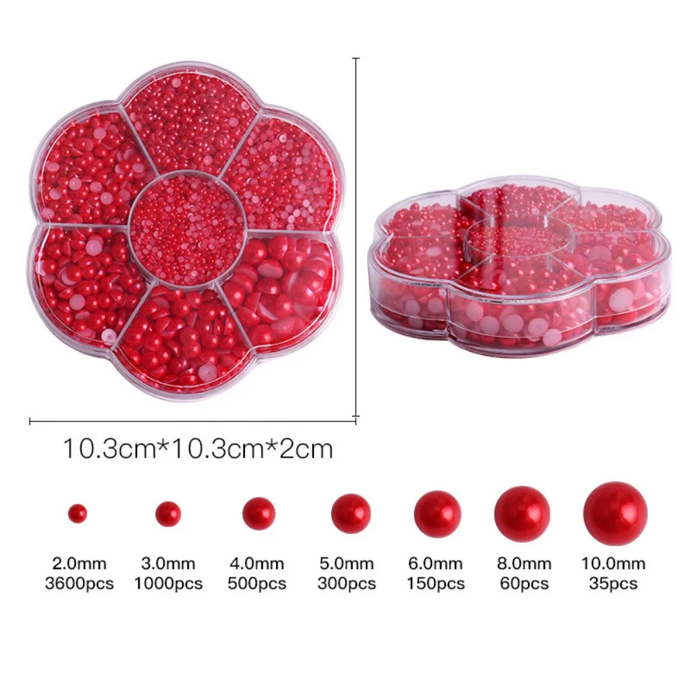 다채로운 진주 구슬 네일 혼합 크기 플랫 백 하프 라운드 진주 2-10mm 네일 아트 용품 장식 및 DIY 공예 디자인