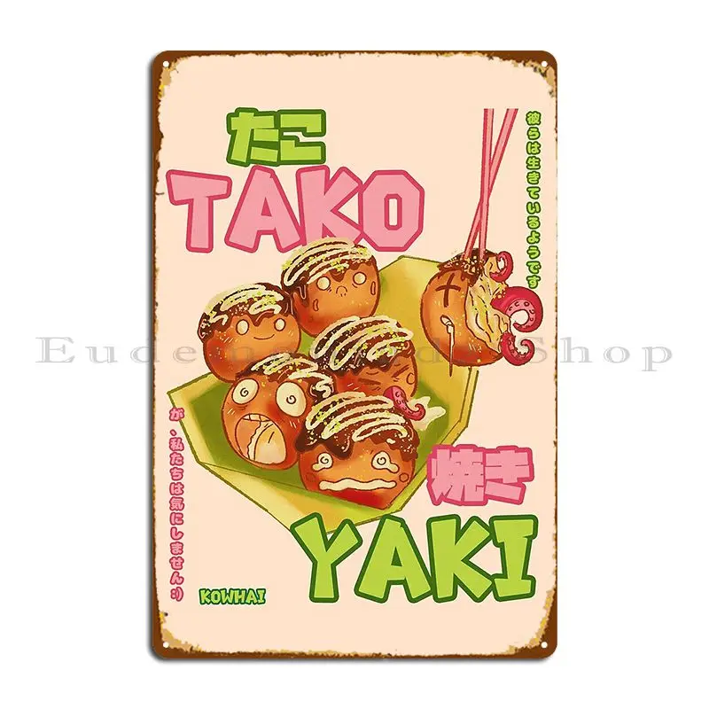 Tako Yaki Kowhai Kunst Metallschild Wandbild Küche Charakter Wanddekoration Club Blechschild Poster