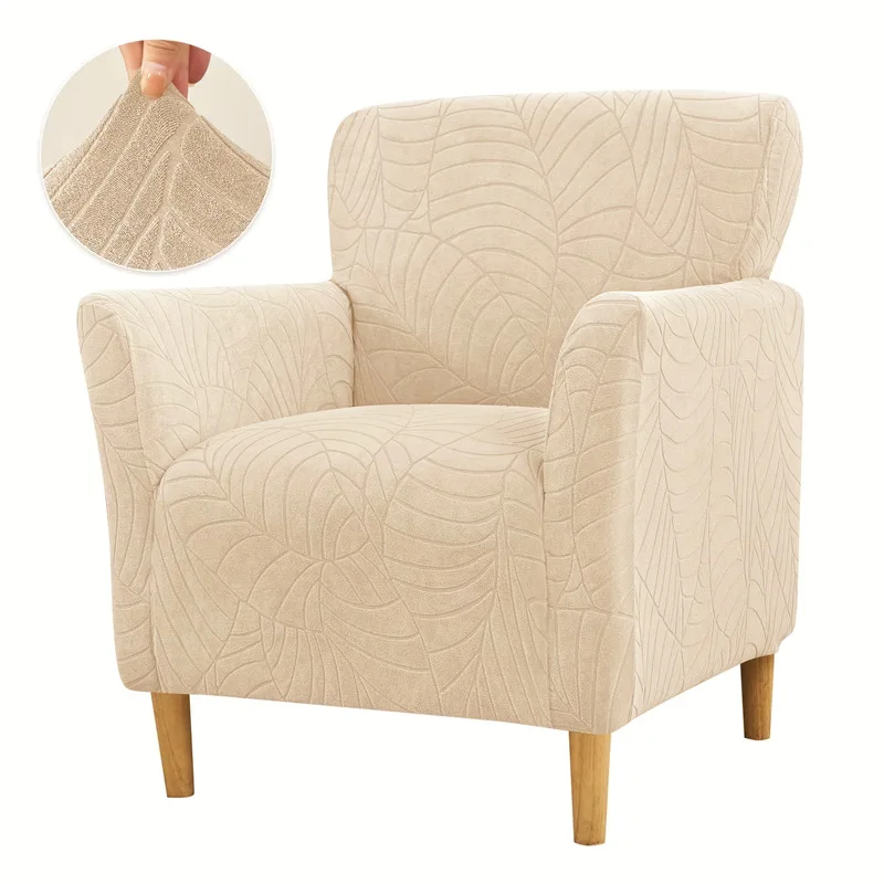 1PC Leaves Jacquard Club Sofa Cover Stretch Tub Armchair Covers Solid Color Single Couch Slipcover for Home Hotel Office Decor