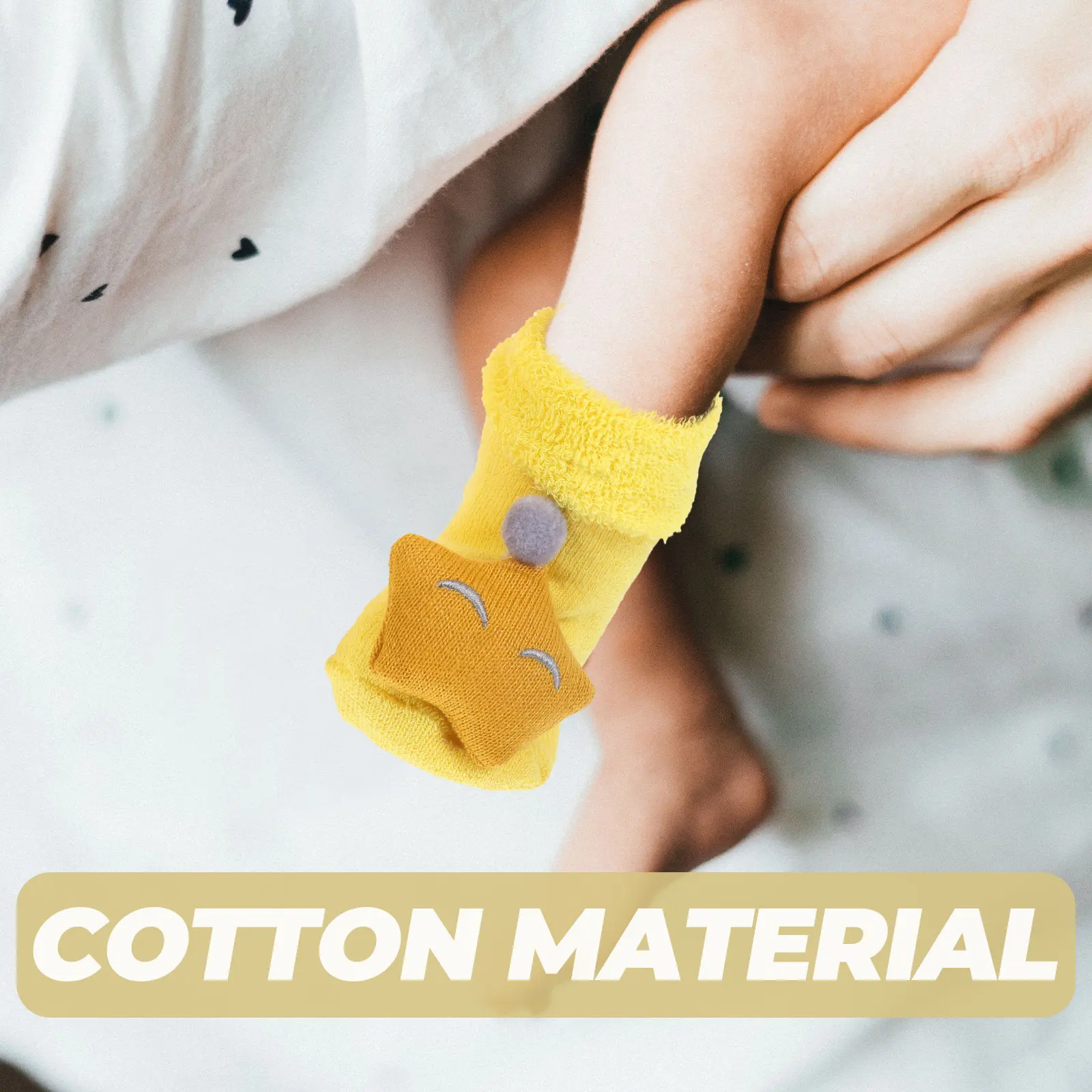 

3 пары детских носков для малышей из высококачественного хлопка с противоскользящей подошвой и забавными мультяшными принтами, идеально подходят для младенцев.