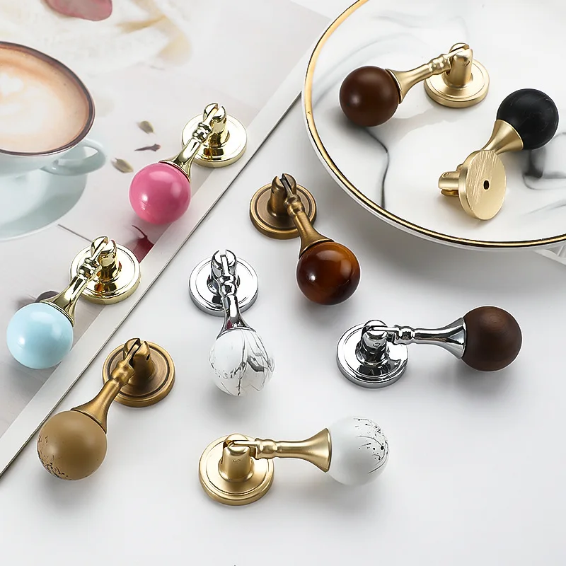 3pcs French Cabinet Door Pull Handles Round Ball Pendant Wardrobe Drawer Knob Zinc Alloy Furniture Handles For Home Hardware