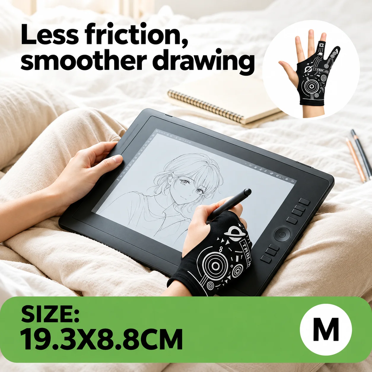 TABLIKE Drawing Glove,Two-Finger Artist Glove with Cool Space Designs Suitable for Right &Left Hand for Xppen Huion Wacom Tablet