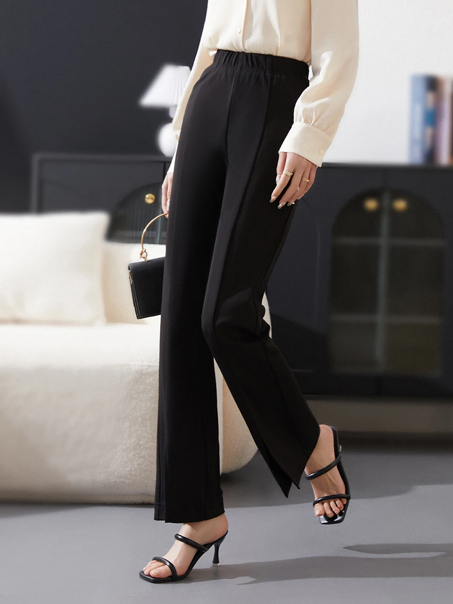 

Женские брюки с высокой талией, повседневные, весна-лето, свободного кроя, длиной в пол, с легким расклешением, немнущиеся, модные