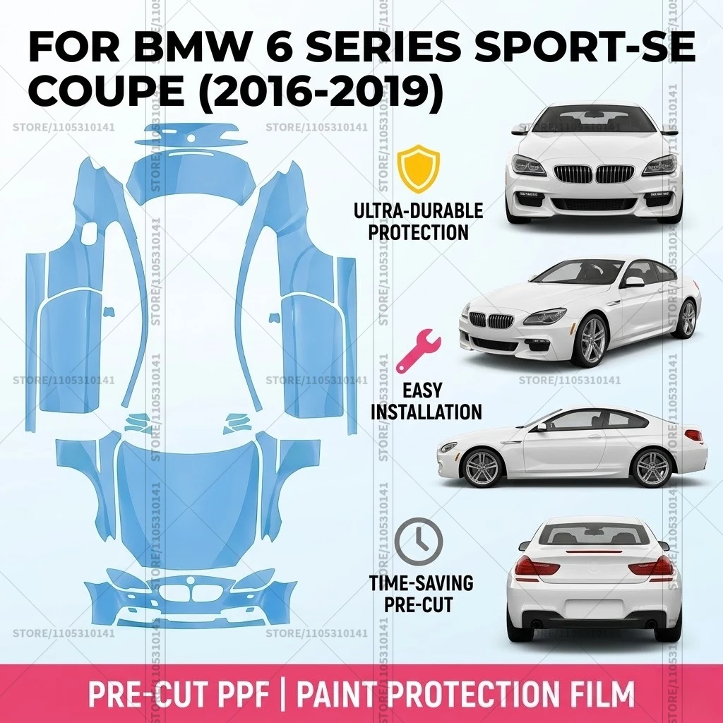 

Для BMW 6 серии Sport-SE Coupe 2016-2019: Предварительно вырезанная прозрачная защитная пленка (PPF) для бампера, прозрачная защитная пленка для автомобиля