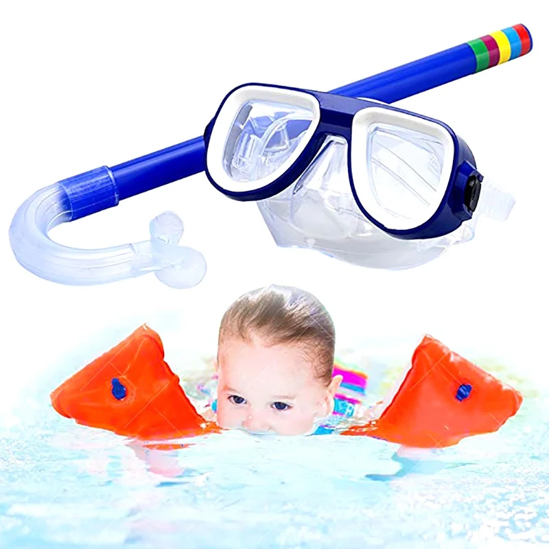 Kids Scuba Diving Goggle Mask Breathing Tube Shockproof Anti-fog Underwater Swimming Glasses Band Snorkeling Set