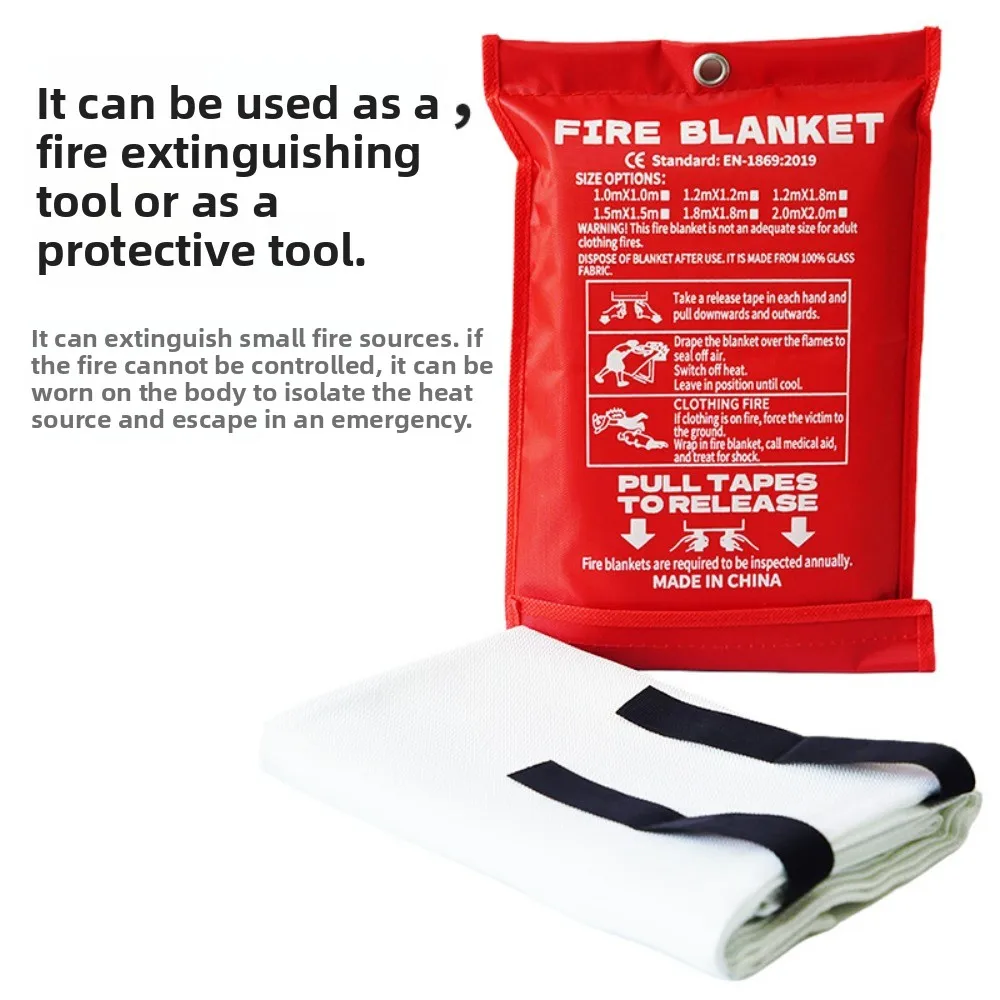 بطانية حريق بطانية مقاومة للحريق - بطانية هروب من الحريق من الألياف الزجاجية للإنقاذ الذاتي في حالات الطوارئ بطانية أمان للحريق مثبطات اللهب