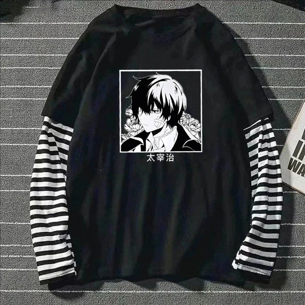 أنيمي طباعة وهمية قطعتين طويلة الأكمام تي شيرت الصيف النساء الرجال عادية Harajuku الشارع الشهير خمر قطعتين كم طويل تي شيرت #5