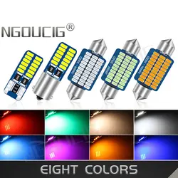 NGOUCIG 2PCS C5W Led C10W Festoon Bulb T10 BA9S W5W 28mm 31mm 36mm 39mm 41mm Lamp Car Signal Light 12V Warm White Red Blue Pink